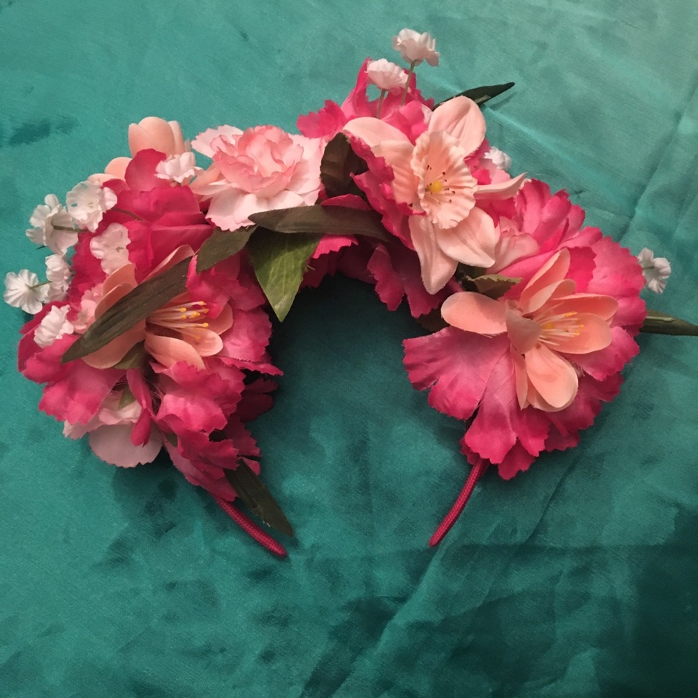 Pink floral headband